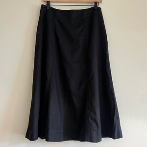 Vintage black linen blend midi skirt, RQT, size 10